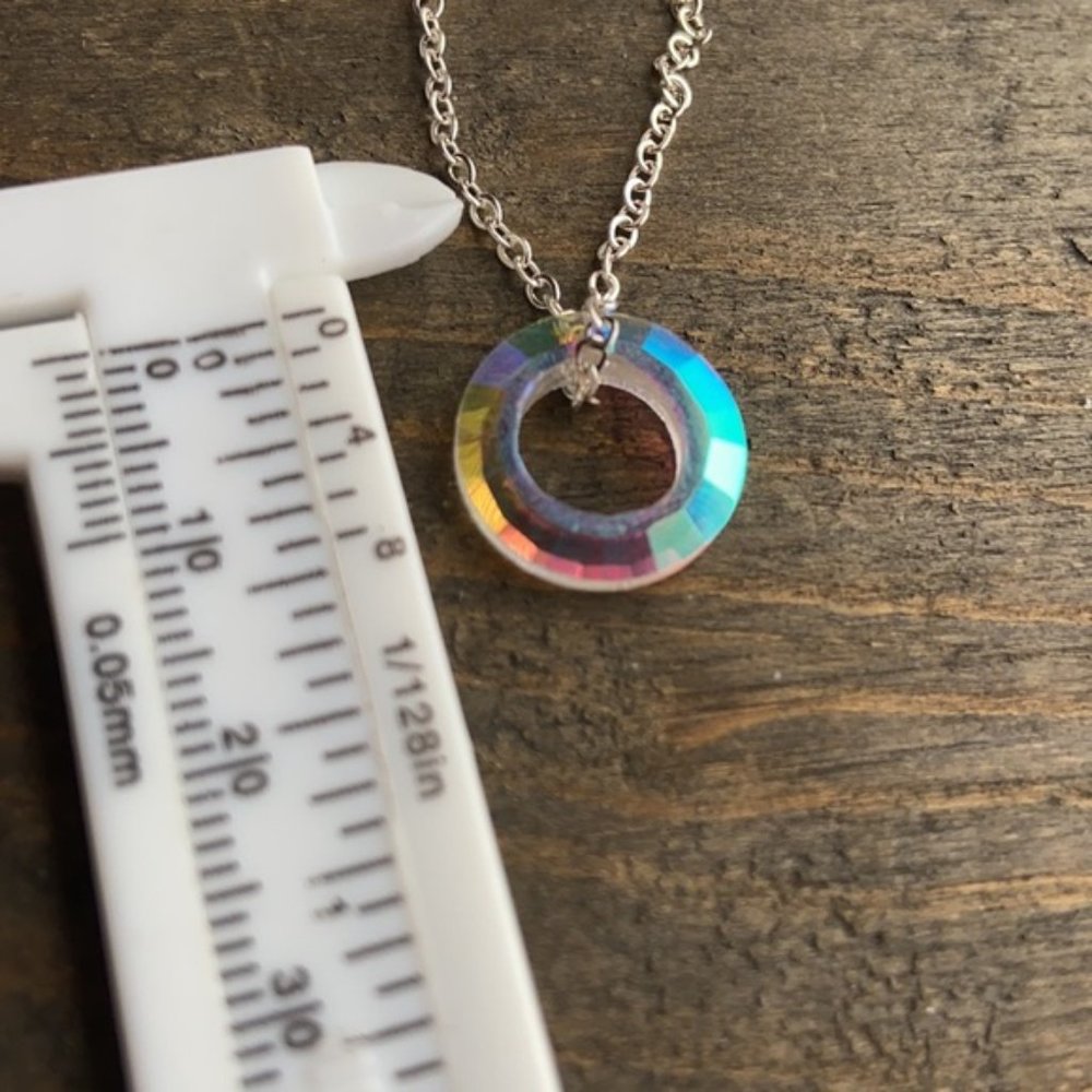 RAINBOW OPAL 14K  TRIO RINGS NECKLACE - Picture 6 of 7